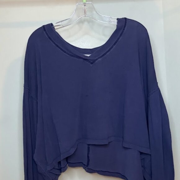 We the Free long sleeve bat-wing tee shirt, size XS, indigo blue - Picture 1 of 4